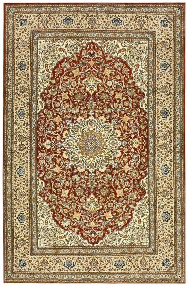 1950s red field traditional medallion vintage isfahan wool silk small carpet rug 1 1950s red field traditional medallion vintage isfahan wool silk small carpet rug