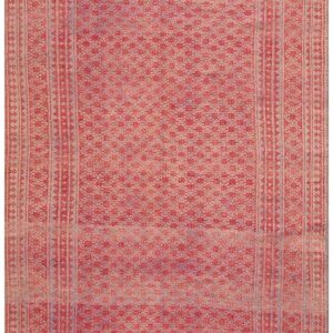 1950s Red Mid Century Modern Geometric Cotton Vintage Ziloo Knotted Rug