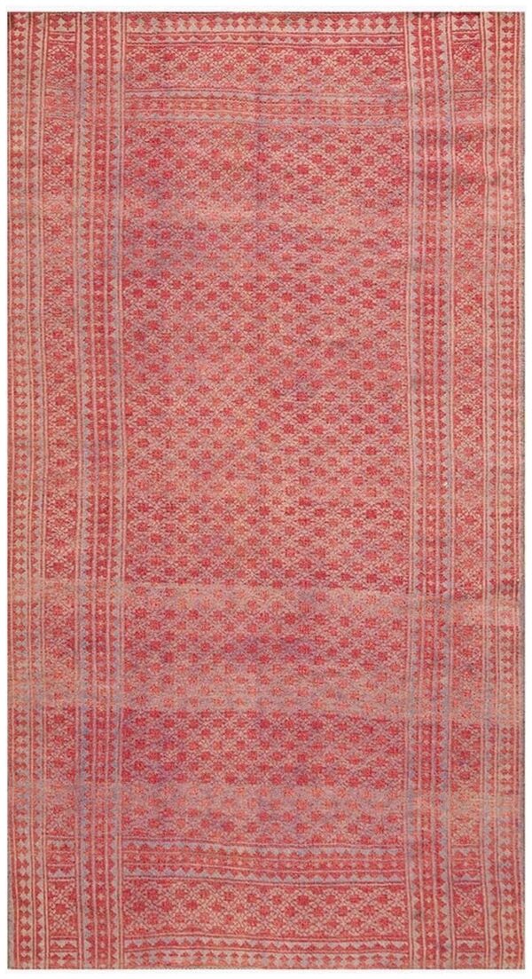 1950s red mid century modern geometric cotton vintage ziloo knotted rug 1 1950s red mid century modern geometric cotton vintage ziloo knotted rug