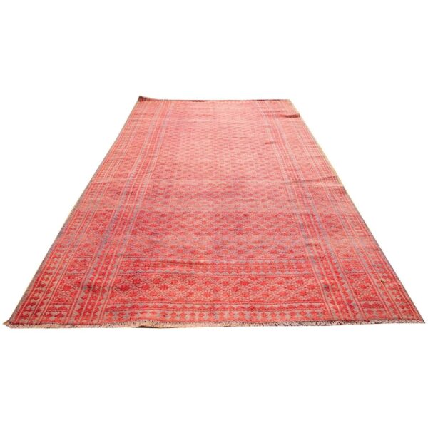 1950s red mid century modern geometric cotton vintage ziloo knotted rug 2 1950s red mid century modern geometric cotton vintage ziloo knotted rug - detail view 1