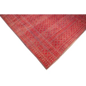 1950s Red Mid Century Modern Geometric Cotton Vintage Ziloo Knotted Rug - detail view 2