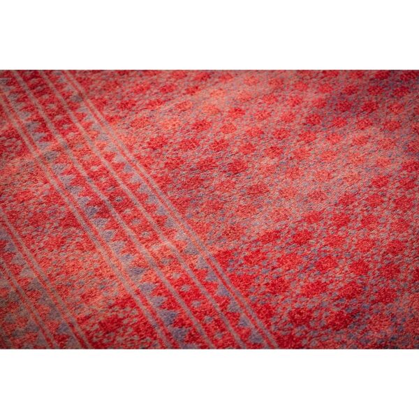 1950s red mid century modern geometric cotton vintage ziloo knotted rug 4 1950s red mid century modern geometric cotton vintage ziloo knotted rug - detail view 3