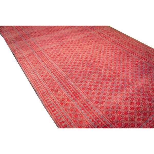 1950s red mid century modern geometric cotton vintage ziloo knotted rug 5 1950s red mid century modern geometric cotton vintage ziloo knotted rug - detail view 4