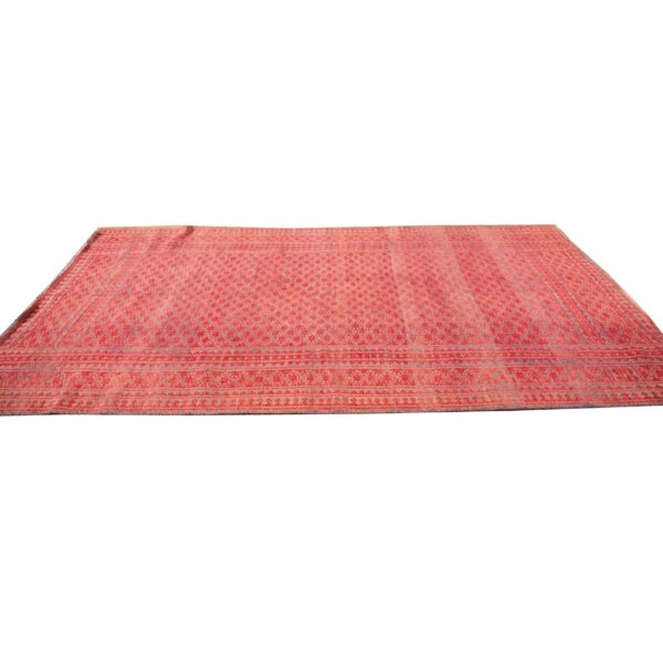 1950s red mid century modern geometric cotton vintage ziloo knotted rug 7 1950s red mid century modern geometric cotton vintage ziloo knotted rug - detail view 6