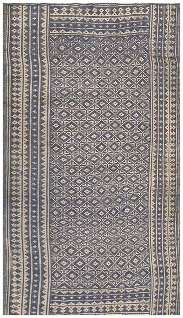 1950s small blue geometric modern cotton vintage ziloo knotted rug 1 1950s small blue geometric modern cotton vintage ziloo knotted rug