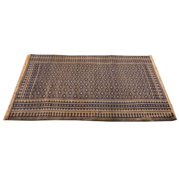 1950s small blue geometric modern cotton vintage ziloo knotted rug 2 1950s small blue geometric modern cotton vintage ziloo knotted rug - detail view 1