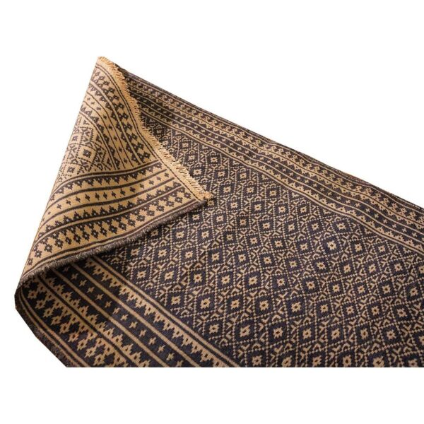 1950s small blue geometric modern cotton vintage ziloo knotted rug 4 1950s small blue geometric modern cotton vintage ziloo knotted rug - detail view 3