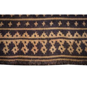 1950s Small Blue Geometric Modern Cotton Vintage Ziloo Knotted Rug - detail view 5