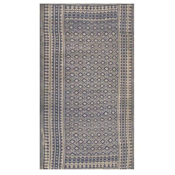 1950s small blue geometric modern cotton vintage ziloo knotted rug 7 1950s small blue geometric modern cotton vintage ziloo knotted rug - detail view 6