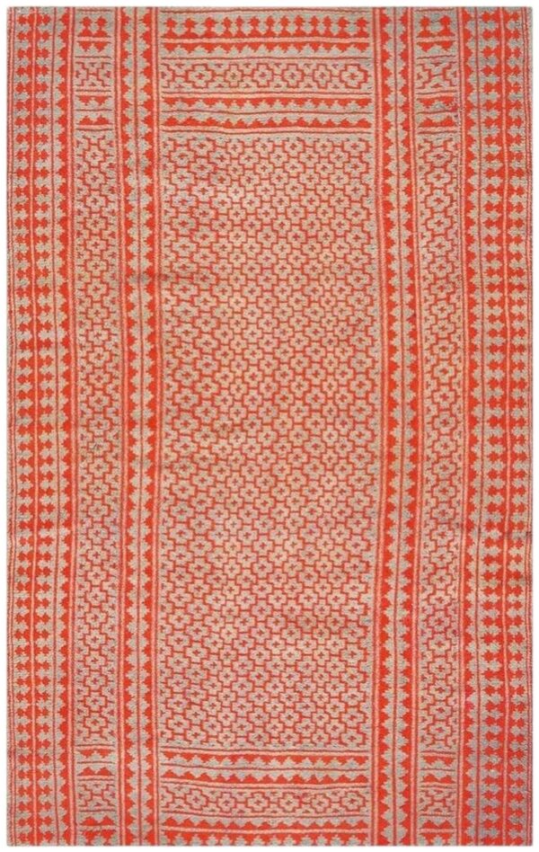 1950s small green red modern geometric cotton vintage textile knotted ziloo rug 1 1950s small green red modern geometric cotton vintage textile knotted ziloo rug