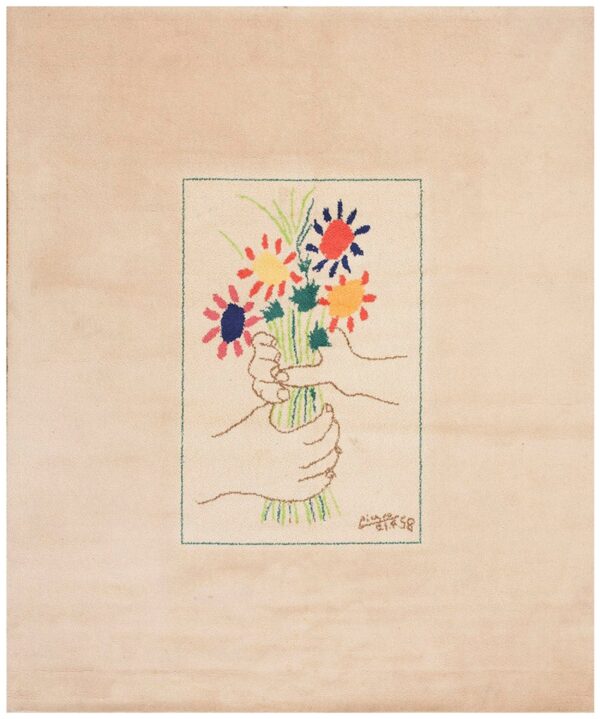 1960s artistic ivory cream art moderne pablo picasso bouquet of peace design rug 1 1960s artistic ivory cream art moderne pablo picasso bouquet of peace design rug