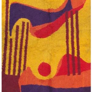 1960s Multi Abstract Modern Vintage Scandinavian Swedish Shag Pile Rya Carpet