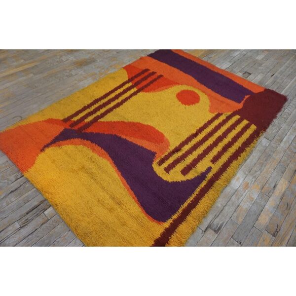 1960s multi abstract modern vintage scandinavian swedish shag pile rya carpet 2 1960s multi abstract modern vintage scandinavian swedish shag pile rya carpet - detail view 1
