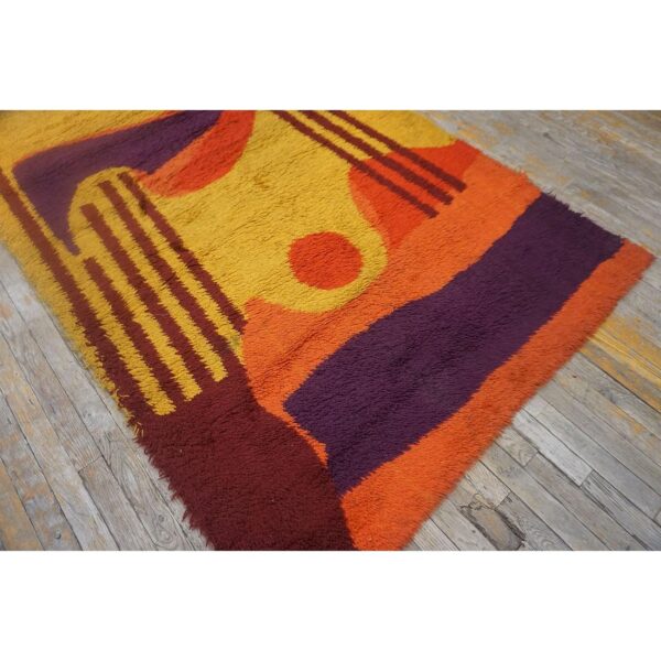 1960s multi abstract modern vintage scandinavian swedish shag pile rya carpet 3 1960s multi abstract modern vintage scandinavian swedish shag pile rya carpet - detail view 2