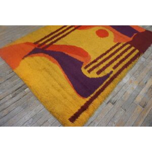 1960s Multi Abstract Modern Vintage Scandinavian Swedish Shag Pile Rya Carpet - detail view 5