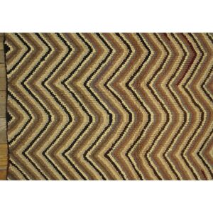 1960s Multicolor Chevron Folk Art Vintage Knotted Wool American Hooked Rug - detail view 4