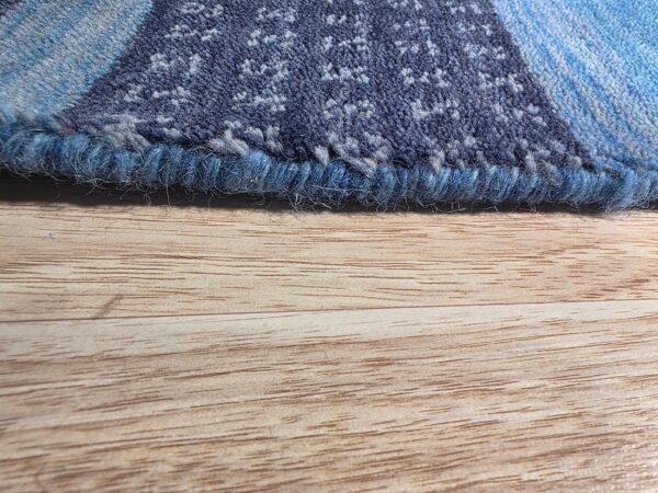 Handloomed blue gabbeh tribal wool area rug - image 5