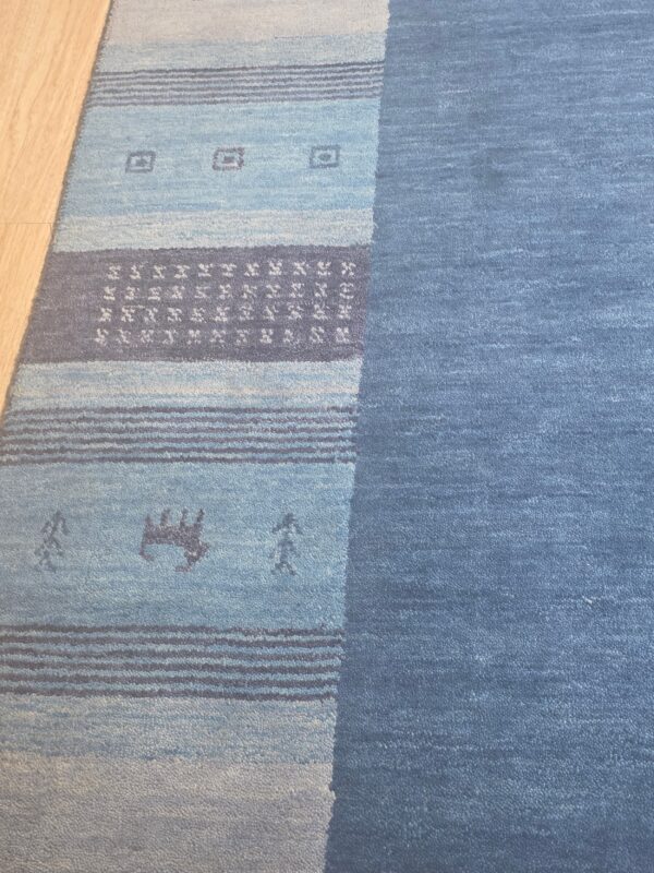 Handloomed blue gabbeh tribal wool area rug - image 14