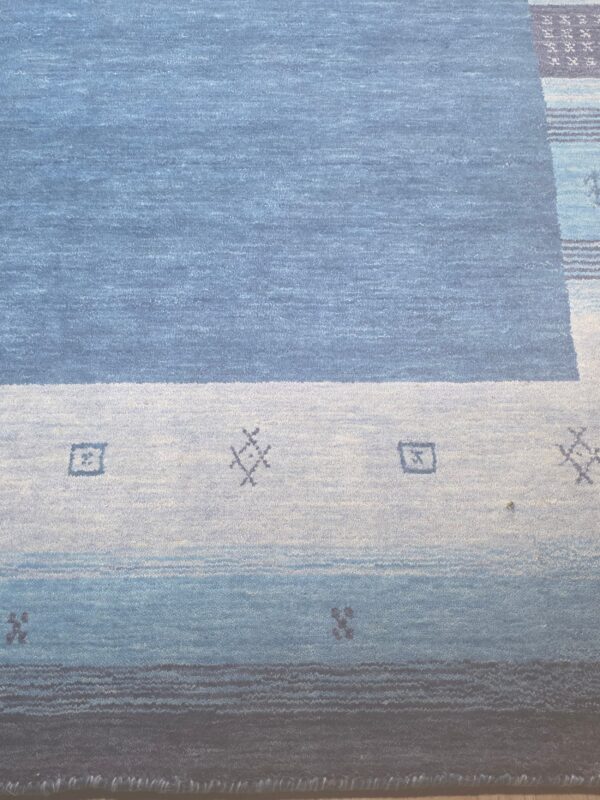 Handloomed blue gabbeh tribal wool area rug - image 15