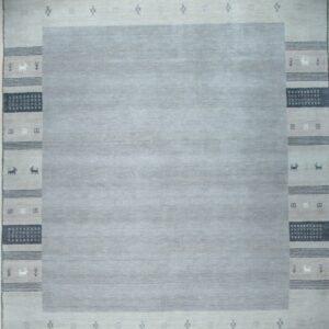 Handloomed Gray Gabbeh Tribal Wool Area Rug