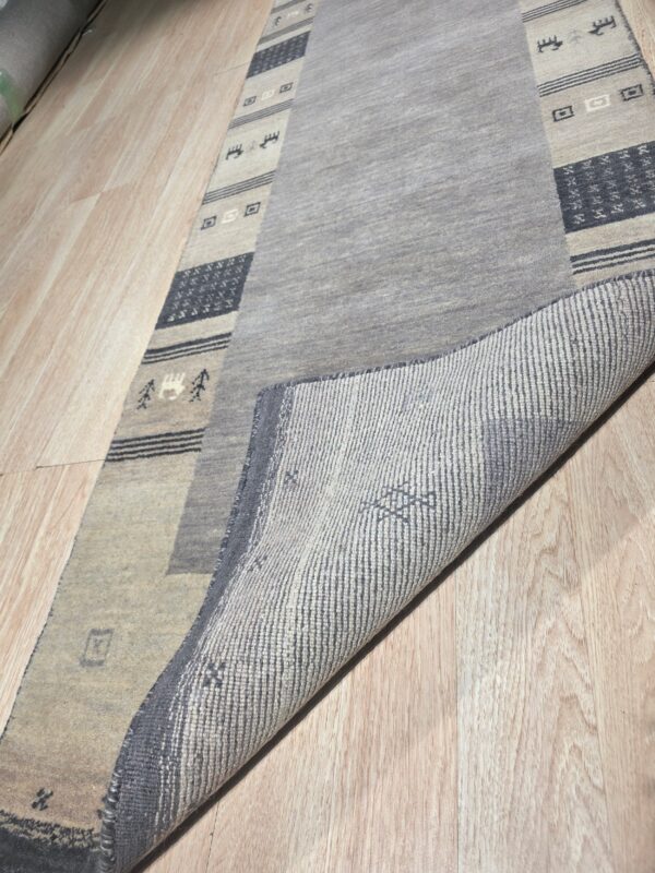 Handloomed gray gabbeh tribal wool area rug - image 4