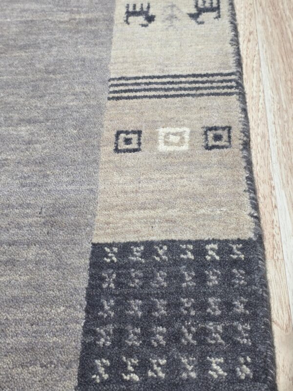 Handloomed gray gabbeh tribal wool area rug - image 5