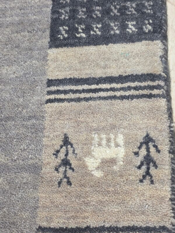 Handloomed gray gabbeh tribal wool area rug - image 6