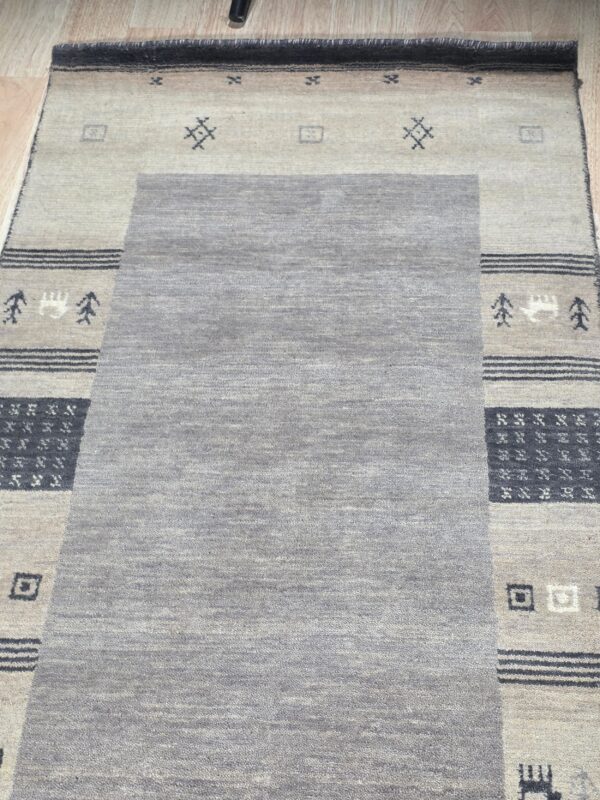 Handloomed gray gabbeh tribal wool area rug - image 7