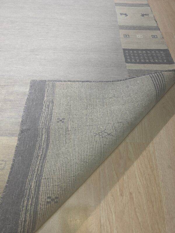 Handloomed gray gabbeh tribal wool area rug - image 8