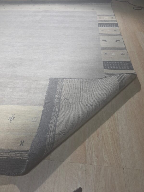 Handloomed gray gabbeh tribal wool area rug - image 9