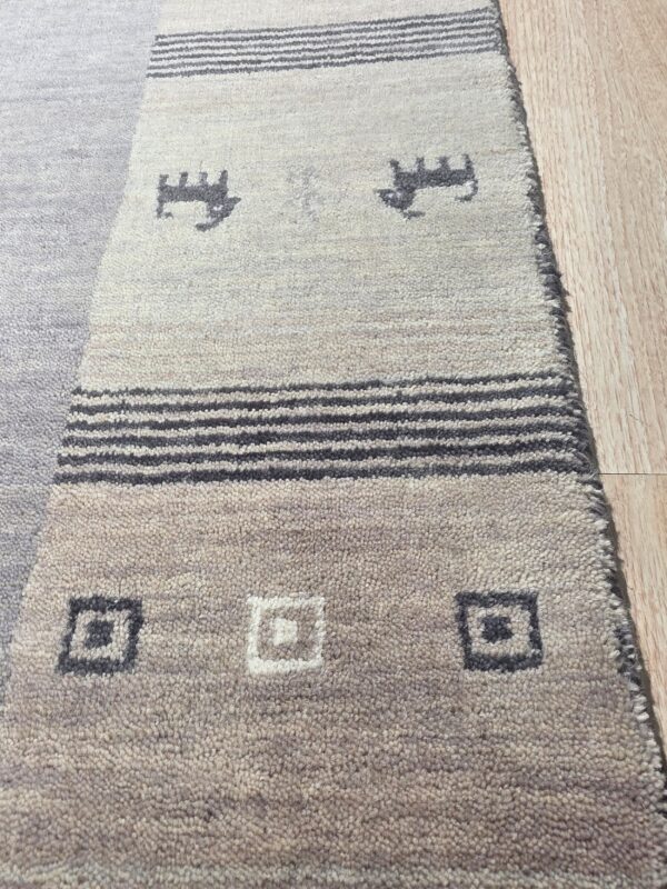 Handloomed gray gabbeh tribal wool area rug - image 11