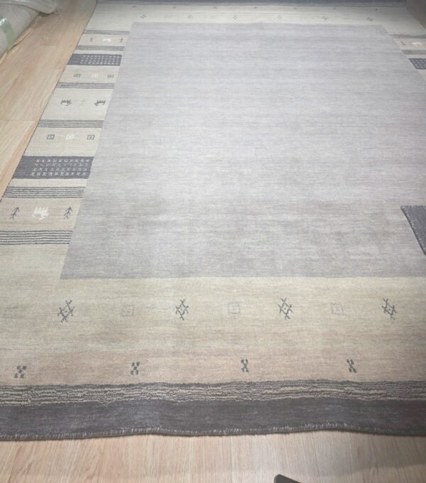 Handloomed gray gabbeh tribal wool area rug - image 12