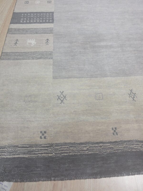 Handloomed gray gabbeh tribal wool area rug - image 13