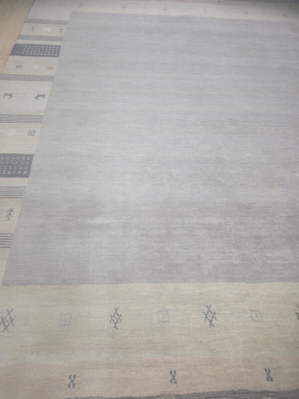 Handloomed gray gabbeh tribal wool area rug - image 14