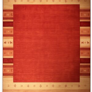 Handloomed Red Gabbeh Tribal Wool Area Rug