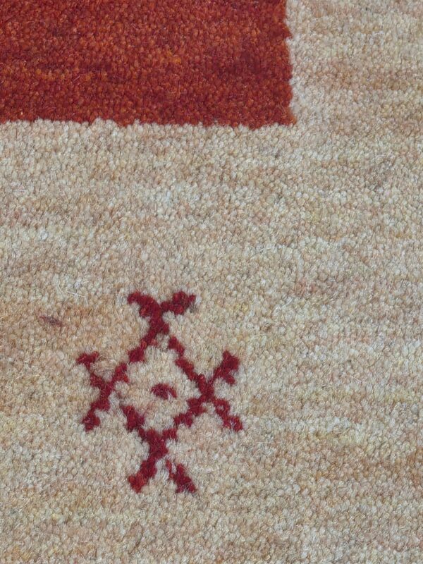 Handloomed red gabbeh tribal wool area rug - image 19