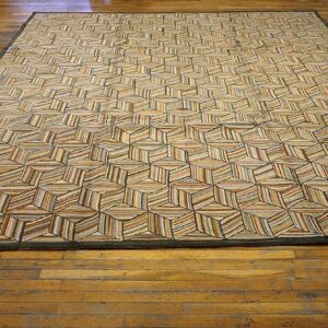 Amazing Colorful Treedimensional Square Pattern Contemporary American Hooked Rug - detail view 1