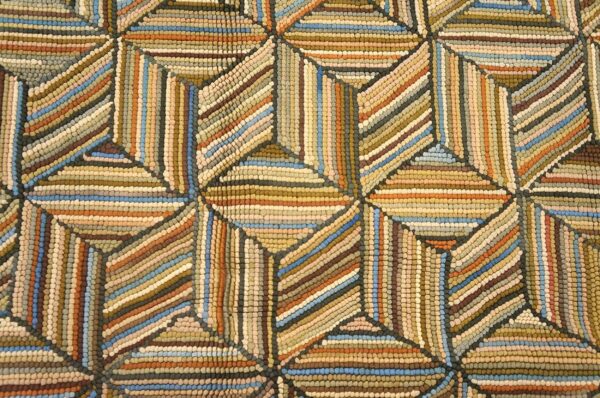 Amazing colorful treedimensional square pattern contemporary american hooked rug - detail view 2