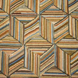 Amazing Colorful Treedimensional Square Pattern Contemporary American Hooked Rug - detail view 3