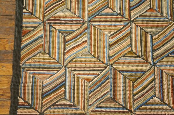 Amazing colorful treedimensional square pattern contemporary american hooked rug - detail view 3