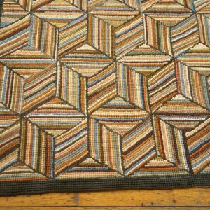 Amazing Colorful Treedimensional Square Pattern Contemporary American Hooked Rug - detail view 4
