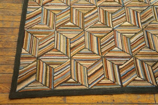 Amazing colorful treedimensional square pattern contemporary american hooked rug - detail view 4