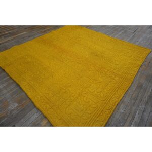 Antique American 1920s Red Square Floral Medallion Wool Hand Knotted Rug - detail view 14