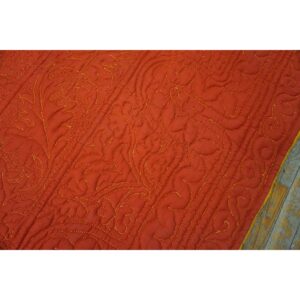 Antique American 1920s Red Square Floral Medallion Wool Hand Knotted Rug - detail view 3