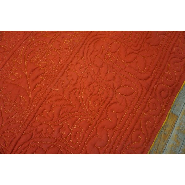 Antique american 1920s red square floral medallion wool hand knotted rug 4 Antique american 1920s red square floral medallion wool hand knotted rug - detail view 3