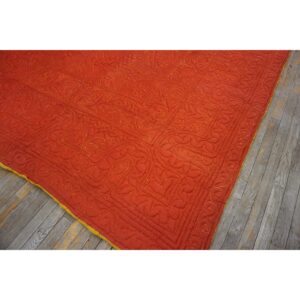Antique American 1920s Red Square Floral Medallion Wool Hand Knotted Rug - detail view 5