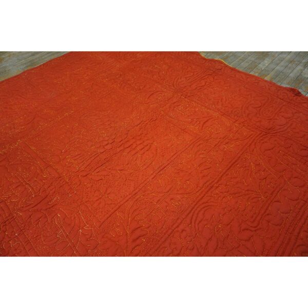 Antique american 1920s red square floral medallion wool hand knotted rug 8 Antique american 1920s red square floral medallion wool hand knotted rug - detail view 7