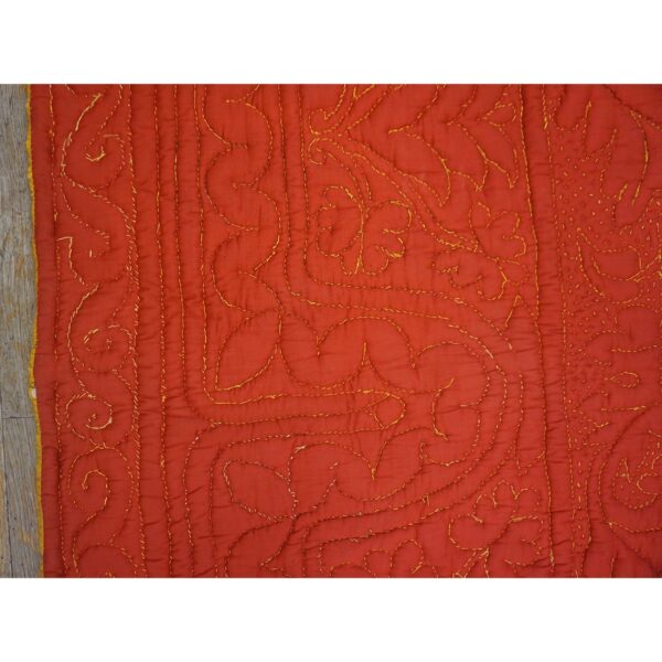 Antique american 1920s red square floral medallion wool hand knotted rug 9 Antique american 1920s red square floral medallion wool hand knotted rug - detail view 8