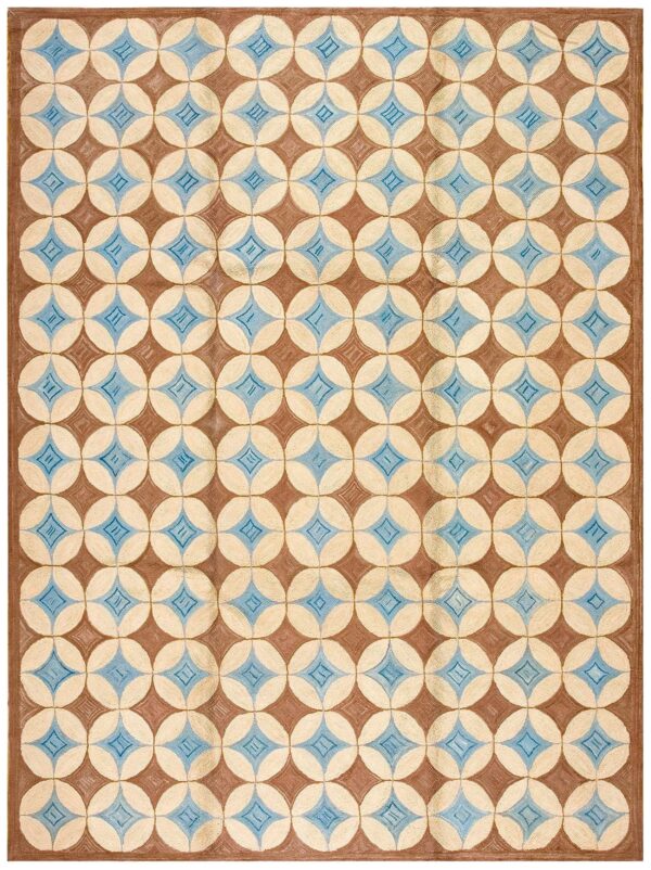 Awesome brown circles pattern contemporary handwowen american hooked rug