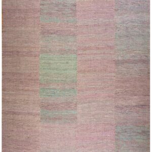 Awesome Rose-Green Color Contemporary Handwoven Wool Shaker Style Flat Weave Rug